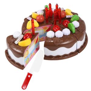 Wholesale DIY 5.9inch Wooden Fruit Cutting Set Birthday Cake Toy Plastic from china suppliers