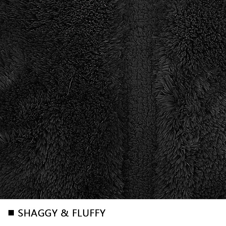 Black Tufting Shaggy Bathroom Rugs 2250GSM Water Absorbent Rugs For Bathroom