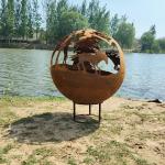 Manual Ignition Corten Steel Propane Fire Pit Eye Catching Garden Centerpiece