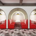 Modern Design American Retro Restaurant Sofa Set Single Side Dining Long Counch