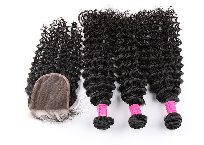 10-30 Inch 360 Frontal Wig Deep Wave With Closure Natural Black 1B#
