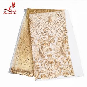 China Colorful Beaded Embroidered Lace Fabric For Indian Sarees OEM ODM on sale