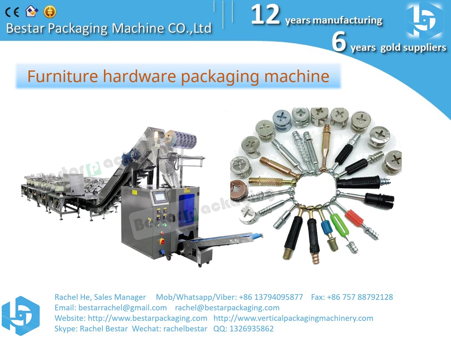 Bestar Furniture hardware counting packaging machine with 16 counting bowls