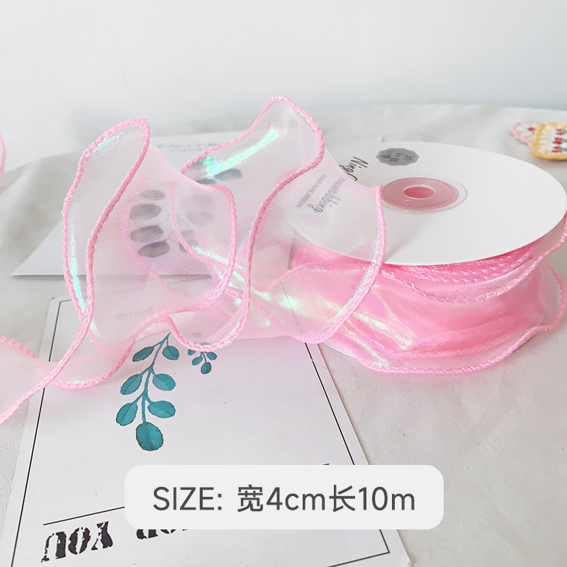 40mm Polyester Organza Ribbon With Satin Edge Shinny Pink Organza Ribbon