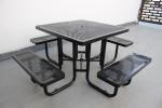 Metal Outdoor Picnic Tables Bench Set Square Shape For Park
