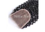 4x4 Kinky Curly 7A Brazilian Hair Lace Top Closure With Bleached Knots
