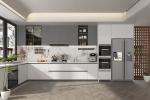 Customized Melamine Lacquer Furniture With Quartz Countertop Kitchen Cabinet
