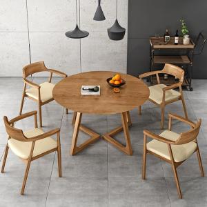 Wholesale Dia 120cm Round Wooden Dining Table And Chair Set For Courtyard Villa from china suppliers