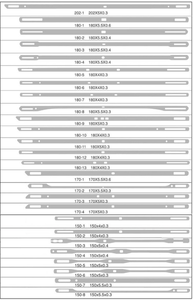 Korea Needle Loom Spare Parts 150*5*0.3 Circle Eyelet Narrow Fabric Loom Parts Heald 150mm And Dropper 165*11*0.3 Open