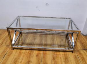 Wholesale Polished Silver Stainless Steel Frame Tempered glass top Coffee table from china suppliers