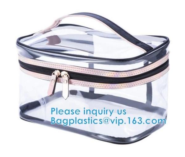 PVC Mini Plastic Cosmetic Bags , Cosmetic Tote Bags Printed Promotional Makeup