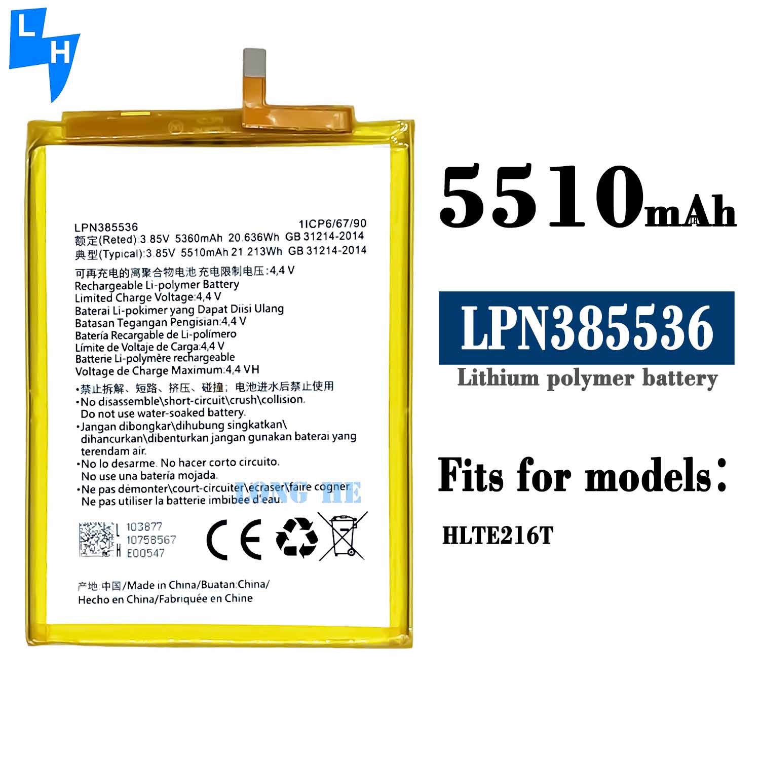 100% Compatible LPN385536 Mobile Phone Battery for Hisense King Kong 5 Pro
