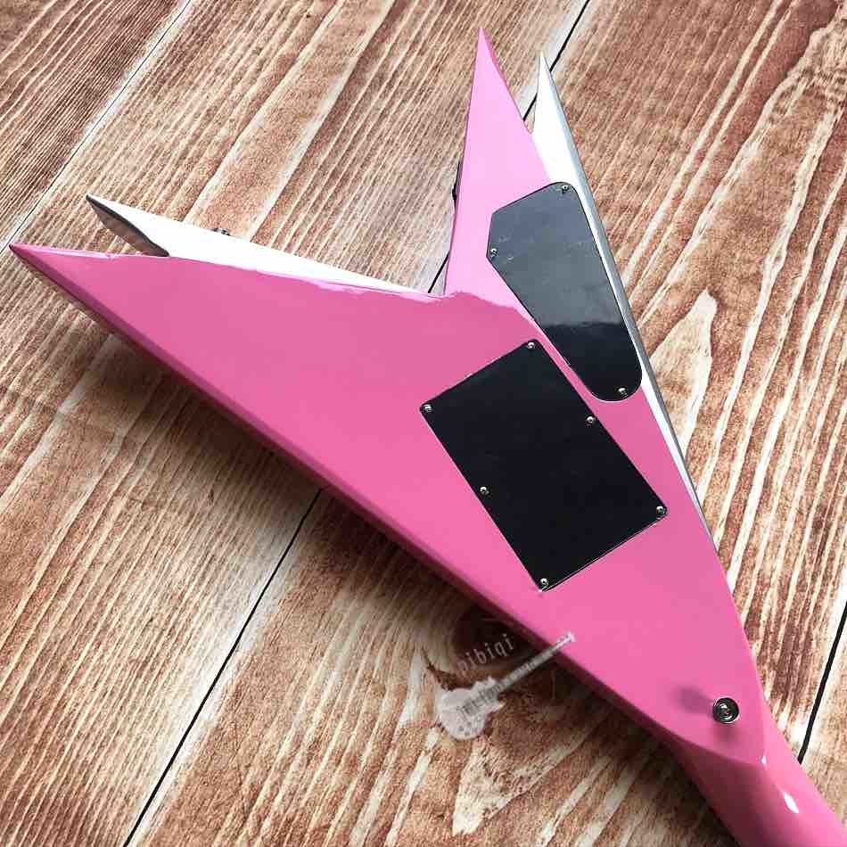 Custom Electric Guitar 2020 New Vibrato System Pink and Metallic Silver Customizable Logo Shape