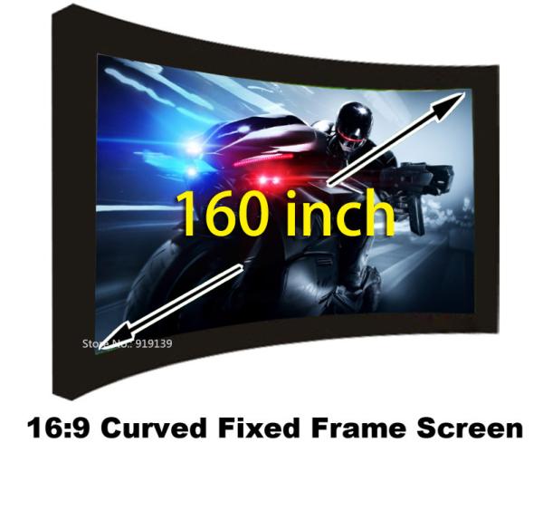 Amazing Picture Screen 160 Inch Curved Fixed Frame Projector Screens 16:9 Scale