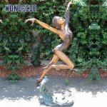 Outdoor garden decoration, a bronze statue of a beautiful woman dancing at the