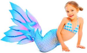 Wholesale Beauty Flower Fin Swimmable Mermaid Tails For Girls , High Elasticity Fabric Mermaid Tail from china suppliers