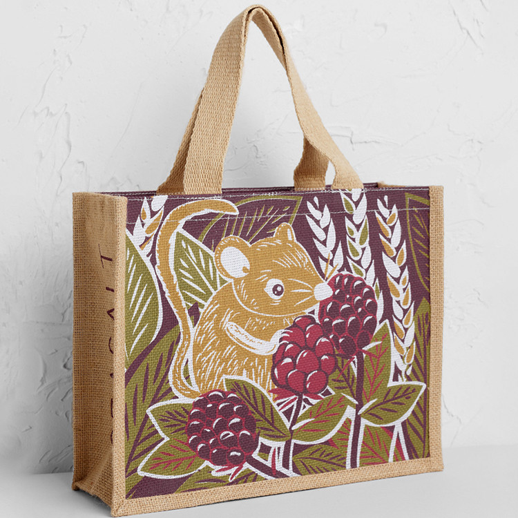 Personalized Animal Print Large Burlap Beach Bag With Cotton Handles