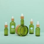 Green Bamboo Essential Oil Dropper Bottle aluminum and plastic Collar