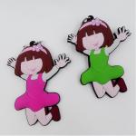 Beautiful Pink Green 2d Girl Rubber Keyring / Soft Rubber PVC Keychain Custom