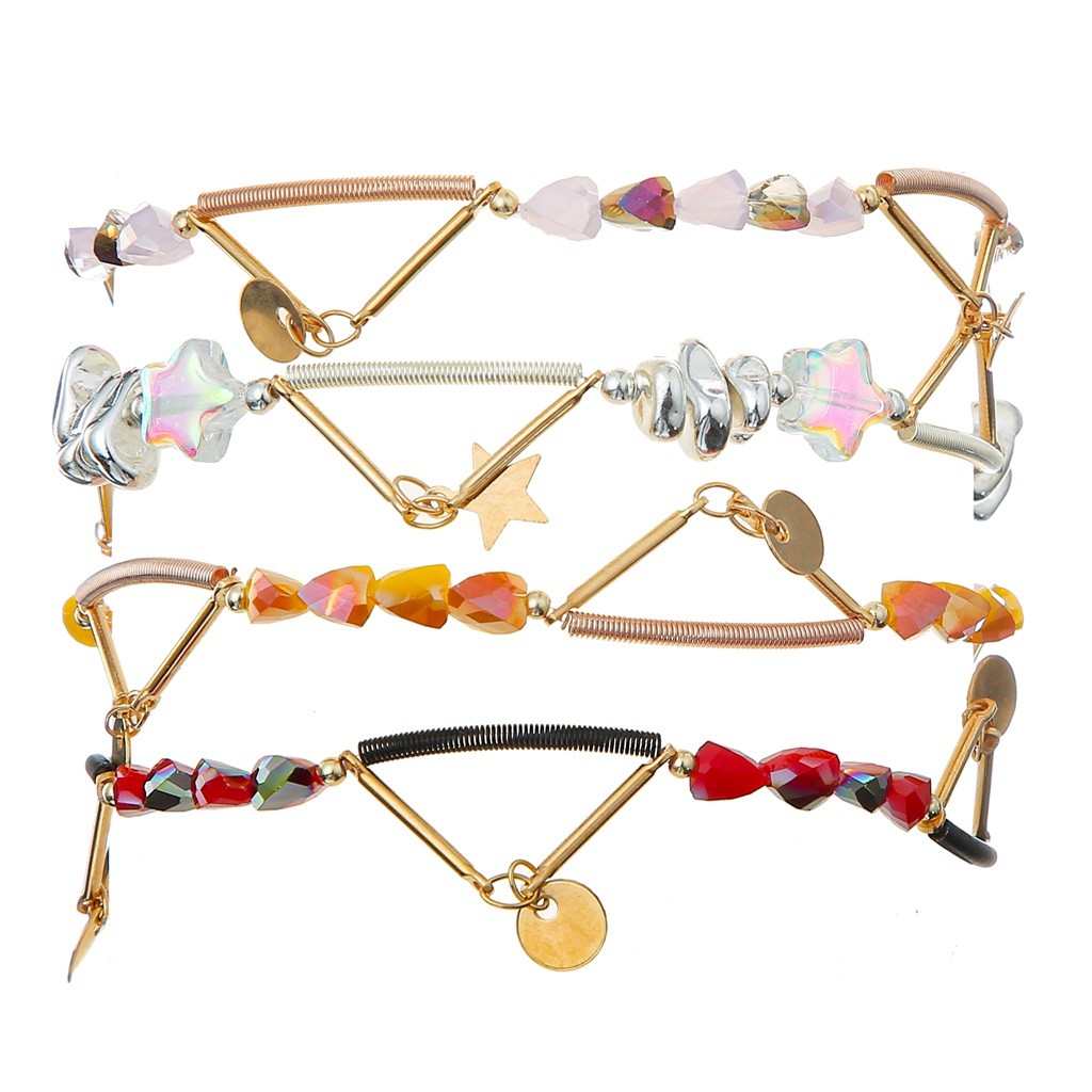 Crystal Stretchy Spring Zircon Star Chain Bracelets Rainbow Color