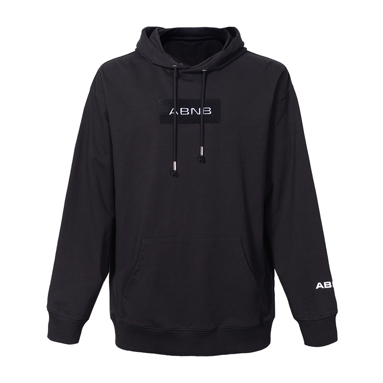 Custom logo men's hooded long sleeve sweater fashion,wholesale organic mens winter sweater black