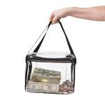TRANSPARENT VINYL WATERPROOF VISIBLE LARGE CAPACITY BRIEFCASE STYLE PURSE - 10W