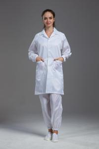 Wholesale Cleanroom smock and gown anti static ESD polyster and conductive fiber white color from china suppliers