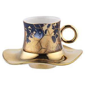Wholesale Custom Luxury Fashion Coffee Cups Electroplating Gold Tea Cups and Saucer from china suppliers