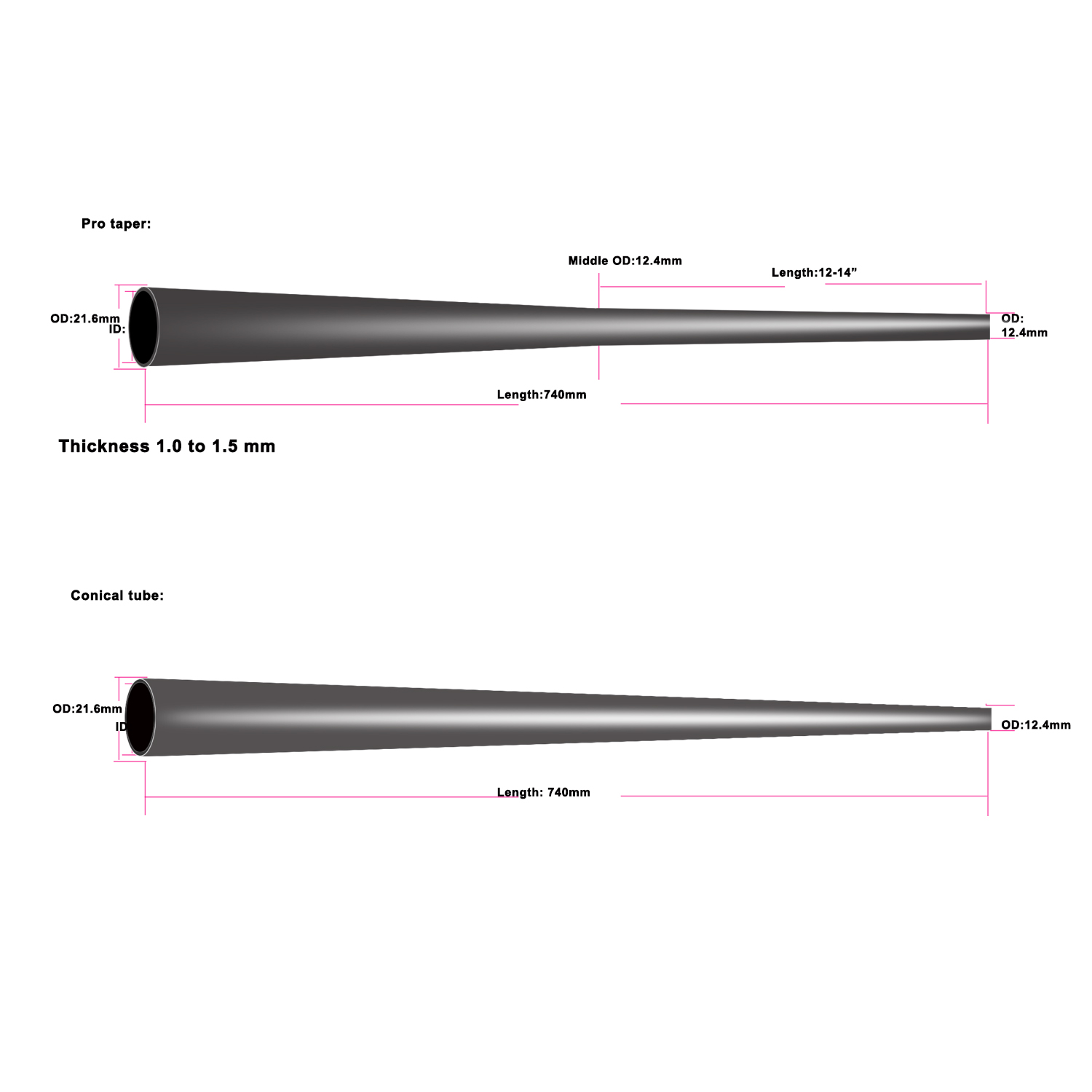 1.6mm Thickness Carbon Fiber Pool Cue Stick Butt Customized Design for Tapered Tubes