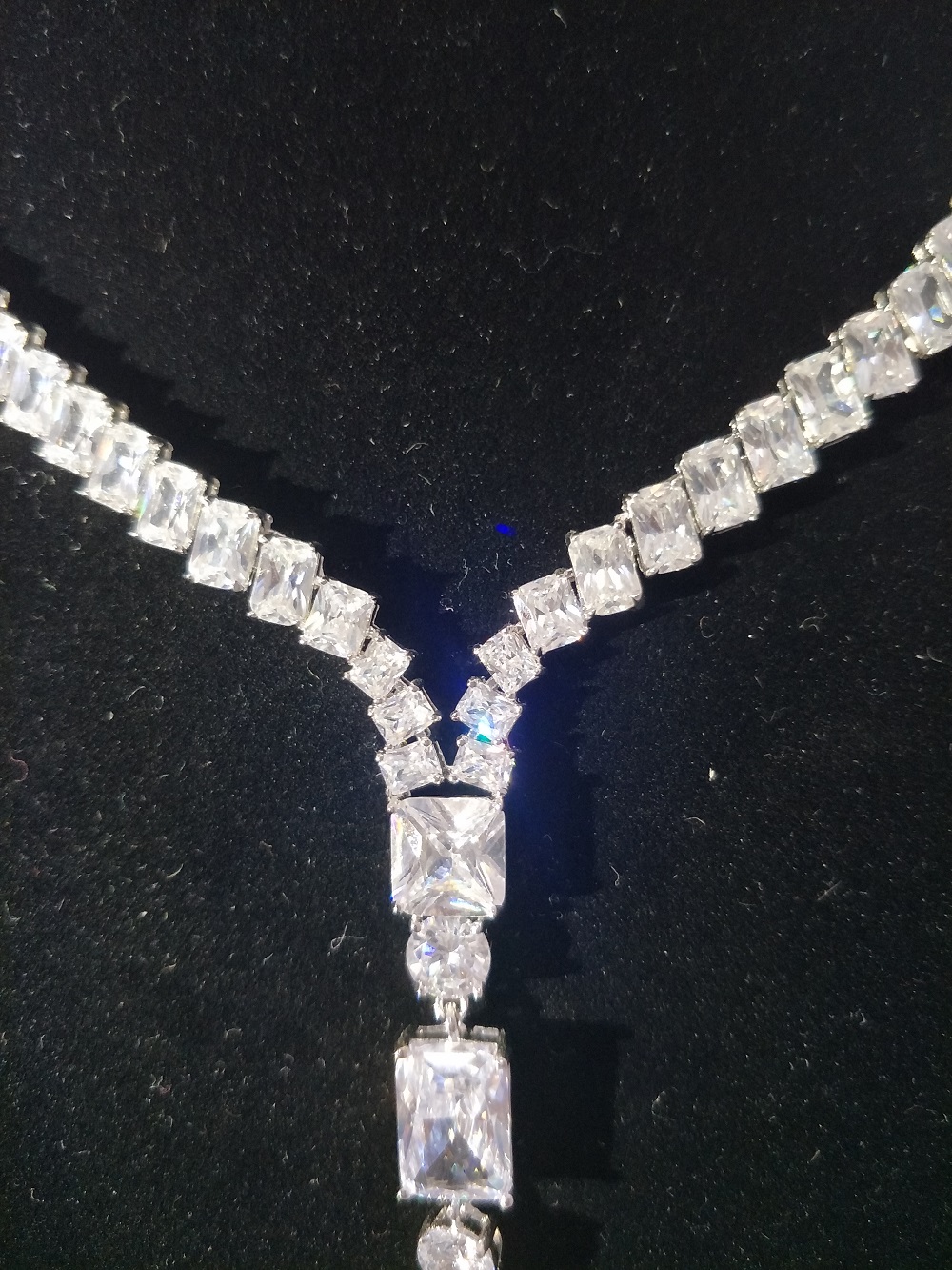 Rhodium Plated Bling Bling Pendants 16in White Tennis Necklace