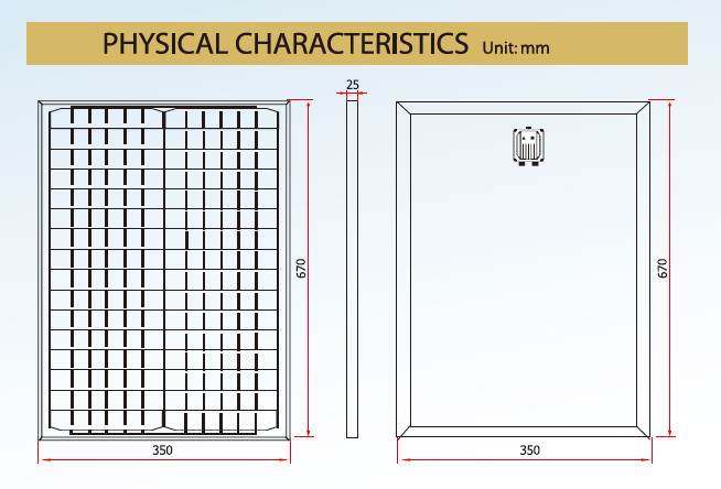 Anodized Aluminium Alloy 36 Cells Solar PV Panel