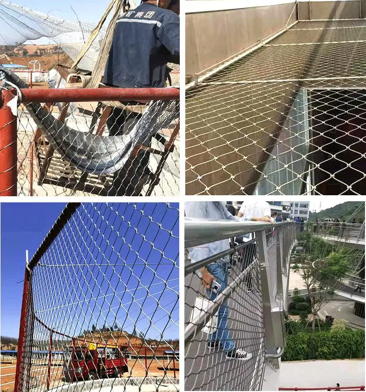 Safety Measure Fall Protection Ball-Catching Throwing Bird Drone Zoo Animal Cage Protection Stainless Steel Fence Screen Mesh Expand Web Wire Rope Cable Net