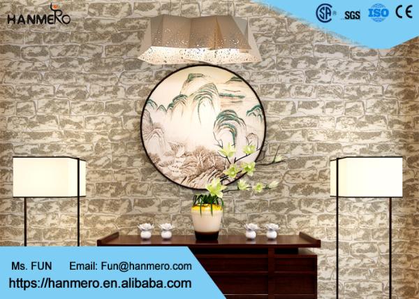 0.53*10m Mould Proof 3D Brick Effect Wall Coverings For TV Background , Stone