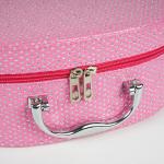 Pink PU Leather Makeup Cosmetic Case With Mirror