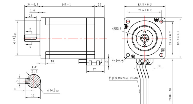 NEMA 34 Closed-loop Stepping Motor 86*86*176mm 24V for Medical Equipment CNC kit