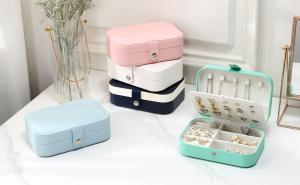 Wholesale JEWELRY STORAGE BOX SINGLE-LAYER NECKLACE EARRINGS RING PU JEWELRY BOX AMAZON PORTABLE JEWELRY BOX HOUSEHOLD JEWELRY BOX from china suppliers