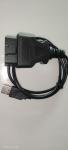 Black PA66 OBD2 To USB Cable , Durable OBDii USB Diagnostic Cable