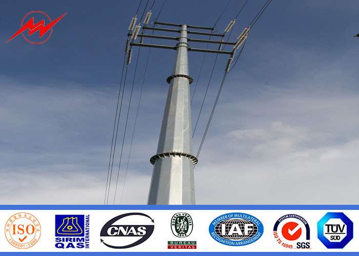 25ft -100ft Low Valtage Philippines Steel Transmission Pole With Angle Arms