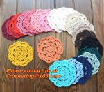 Crochet Tablecloth Colorful flower Placement, Doilies Cup Mat Pad, Crochet