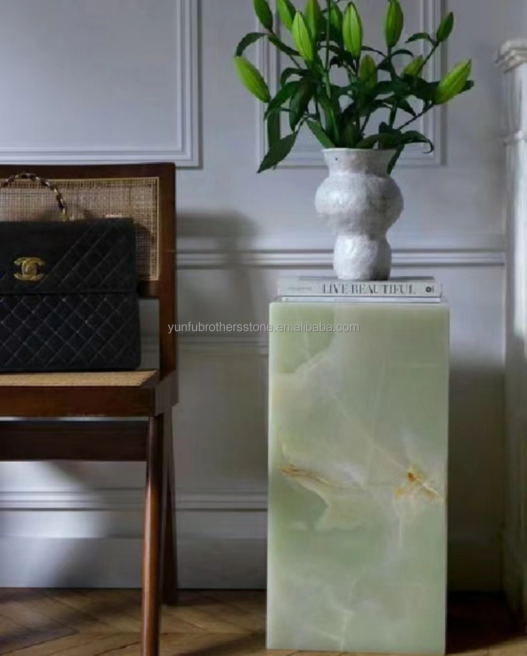 Modern Afghan Green Onyx Stone Slab for Hotel Living Room and Dining Hall Decoration