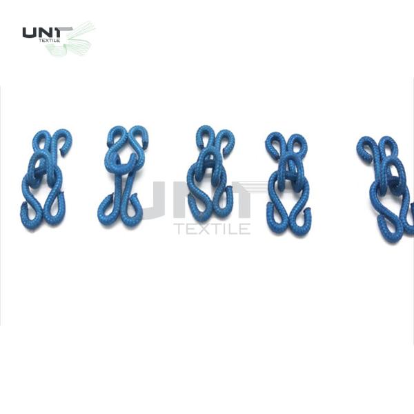 Colorful Garments Accessories Brass Hook Eyes With Nylon Fabric Covered For
