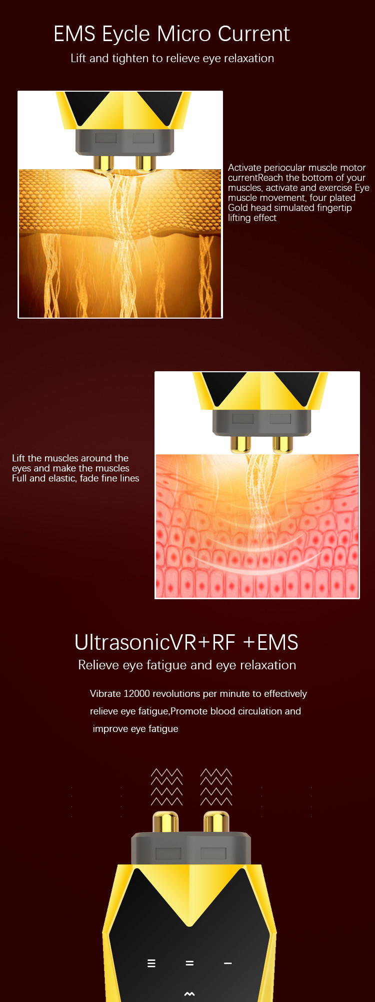 RF Radio Frequency Instrument Eye Massage Instrument Wrinkle Removal EMS Beauty Instrument