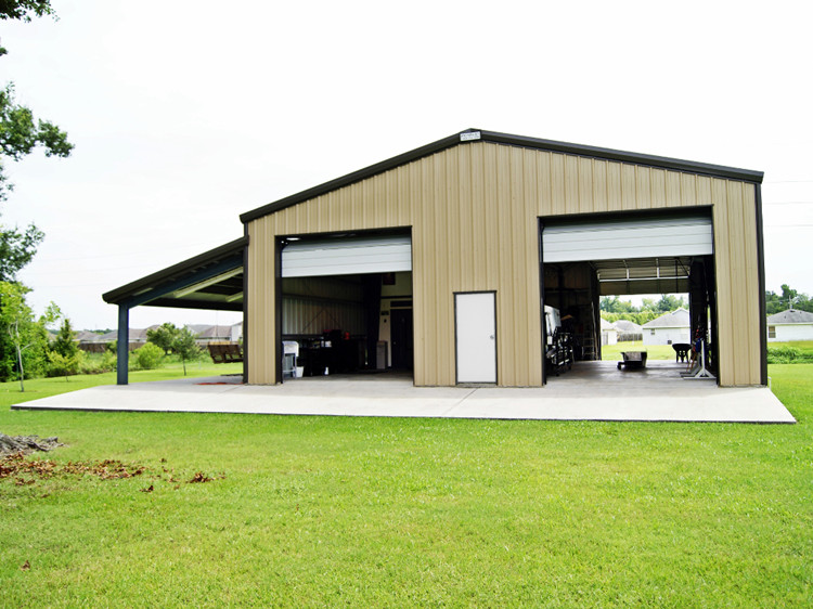 Low cost galvanized white-grey color prefabricated steel structure car garage