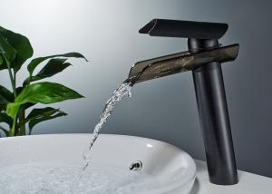 Wholesale ROVATE Sanitary Ware Black Bathroom Basin Faucets Waterfall Spout Desk Mounted from china suppliers