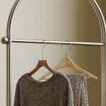 Modern Luxury Gold / Silver Floor Coat Rack With Storage Cabinet
