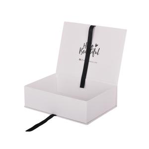 Wholesale White Color Custom Wig Packaging Boxes With Black Logo Printing Ribbon Bow from china suppliers