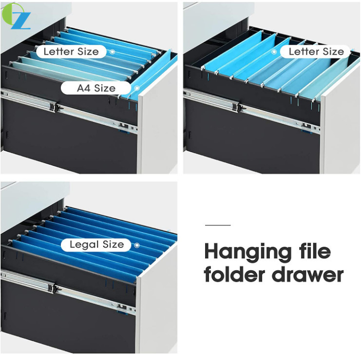 Promotion 3 Drawer Steel Filing Cabinet Moblie Pedestal With 5 Casters