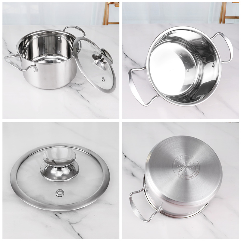 Hot Selling Korean 3pcs Non Stick Cookware Set Hot Pot Stainless Steel Soup Pot Cooking Pot Set