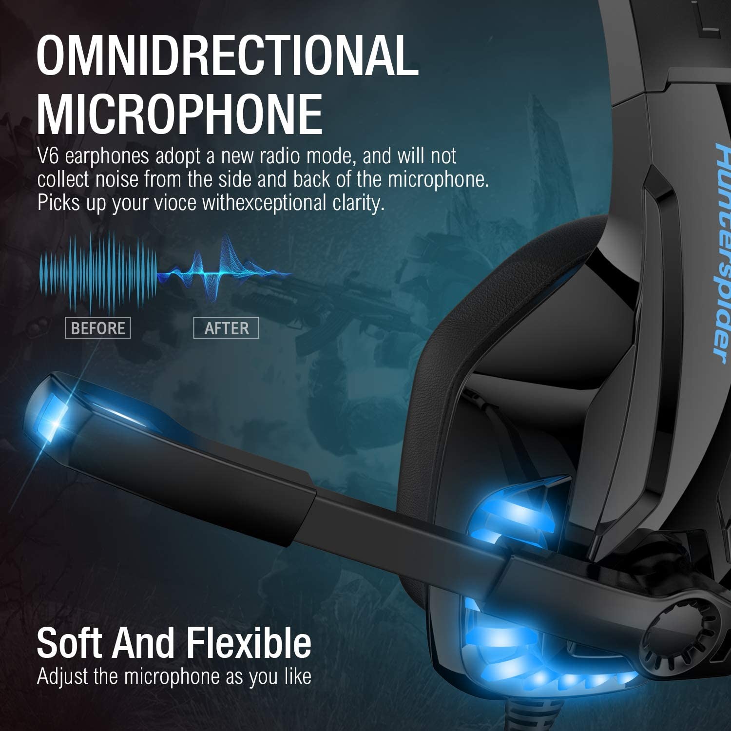 117dB DC5V Hunterspider V6 Stereo Gaming Headphone