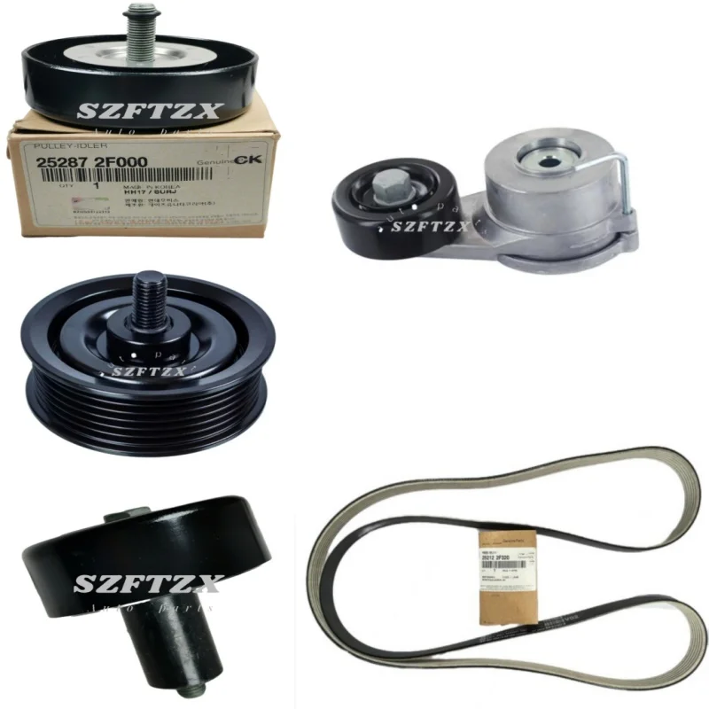 Genuine New Belt Tensioner Kit 252812F000 2528727060 252122F310 5PCS for Hyundai Azera Kia Sportage D4HB D4HA